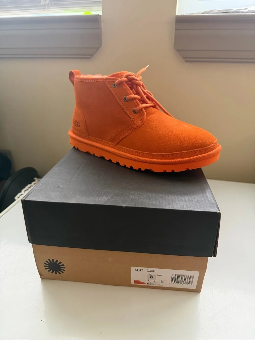 UGG Bright Orange Suede Lace-Up Boot